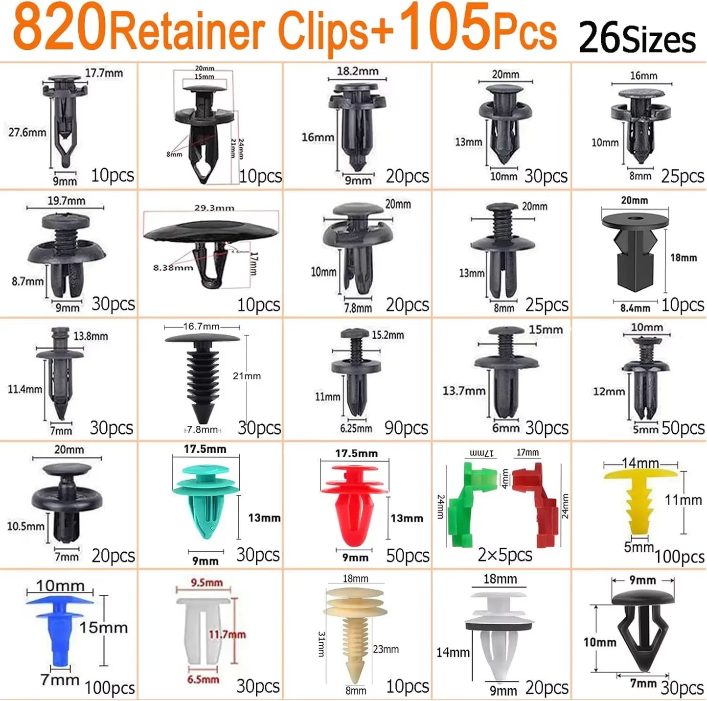 925 Pièces 26 Types De Boucle En Boîte Vis D'Expansion De Voiture Clip En Plastique Panneau De Porte Garde-Boue Couvercle Pare-Chocs Clip Ensemble De Fixation