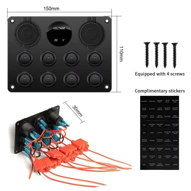 Button Rocker Toggle Switch Panel
