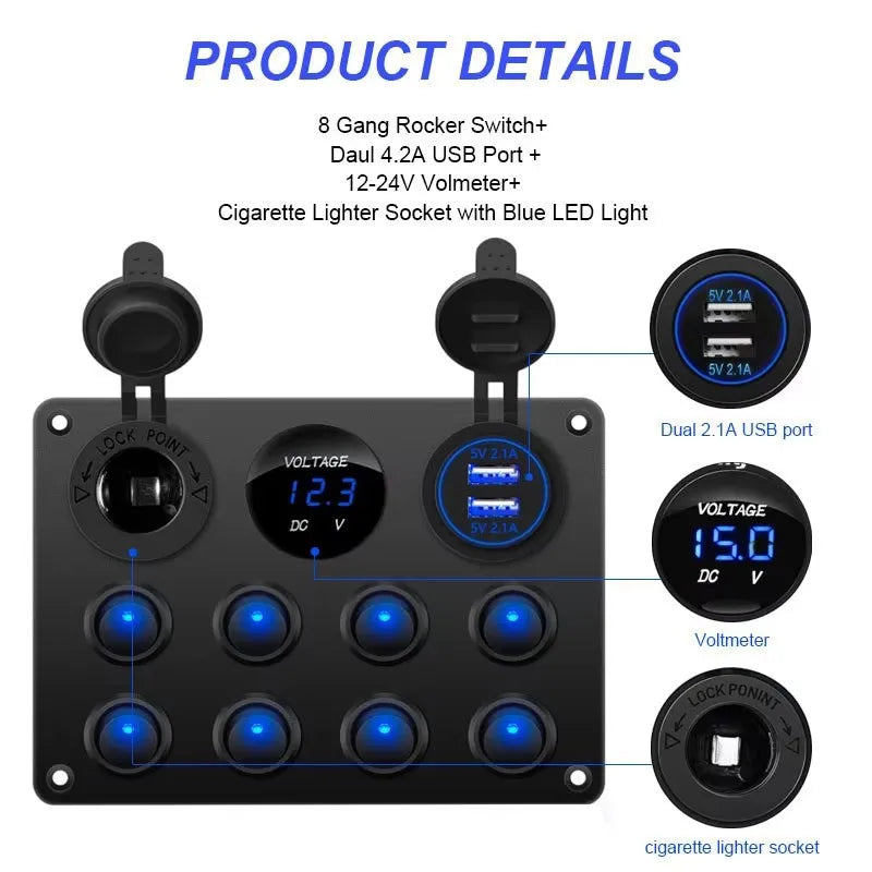 Button Rocker Toggle Switch Panel