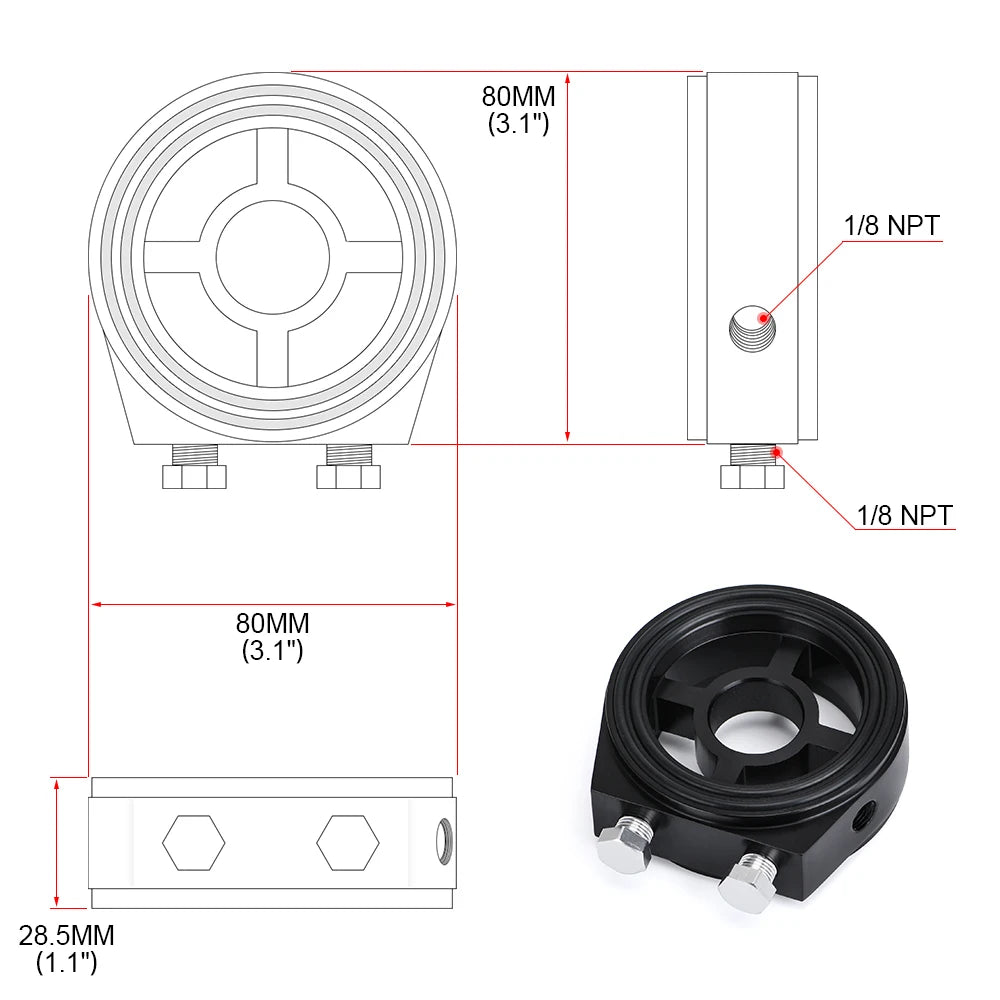 Oil Filter Cooler Sandwich Plate Adapter