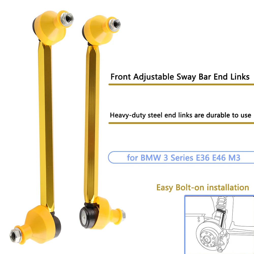 Front Adjustable Sway Bar End Links Fit for BMW 3 Series E36 E46