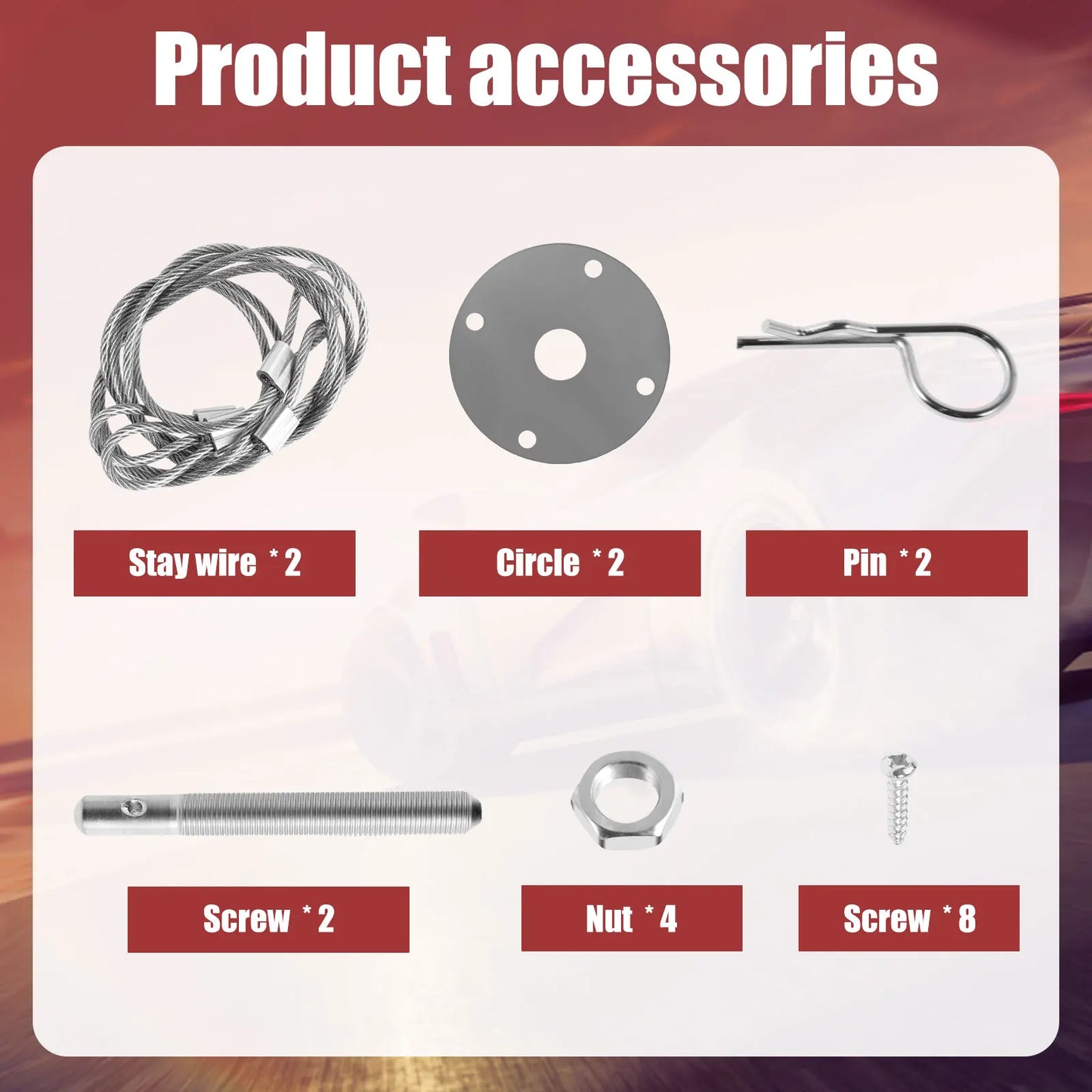 Engine Hood Pins Plate Bonnet Lock Clip for Car Modified